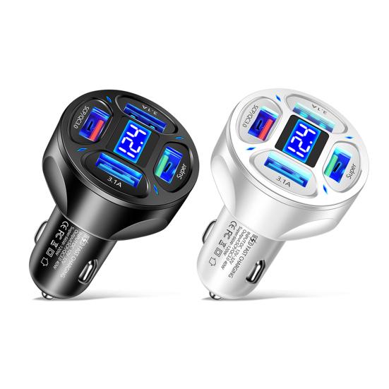 66W Car Charger Adapter 4 Ports USB Charger Intelligent Chip Protection Voltage