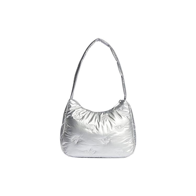 New Adidas Originals Polyurethane Bonded Recycled Polyester Handbag Shoulder Bag Women's Silver II3393