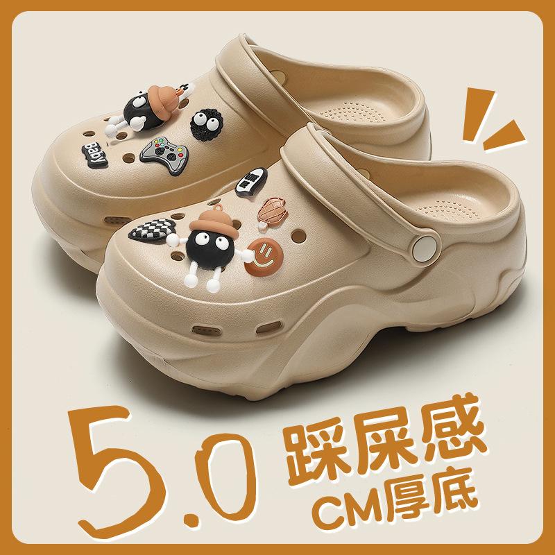 Thick-soled hole shoes summer new outer wear seaside beach non-slip deodorant bag head eva sandals