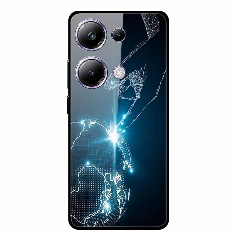Glass Back Cover For Poco M6 Pro 4G Case M 6 M6Pro Hard Tempered Glass Case For Xiaomi Redmi Note 13 Pro Phone Case Soft Bumper