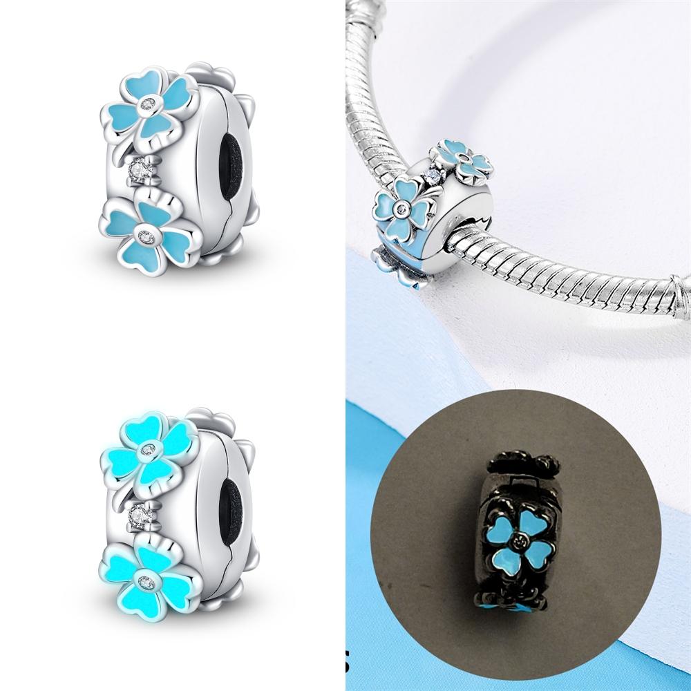 Copper Chrams Colorful Feather Flower Butterfly Locator Buckle Beads Fit Original Fine Bracelets Women Jewelry