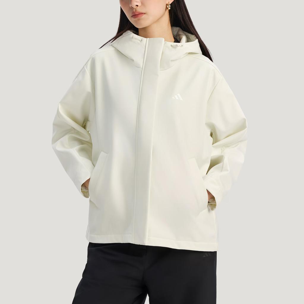 Adidas Softshell Fleece Sports Casual Loose Hooded Jacket Women Jackets KS2783