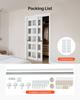 Sliding Closet Door, 1219mm (Double 635mm) x 2032 mm, 5-Lite Frosted Glass Bypass Sliding Doors with Hardware Kit, Solid Wood & MDF Slab with