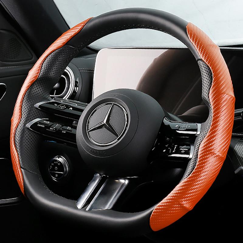 Husă pentru volan de mașină 38 cm/15 inchi Fibră de carbon Sport Husă ultra-subțire anti-alunecare pentru card Tip de husă pentru mâner de vară