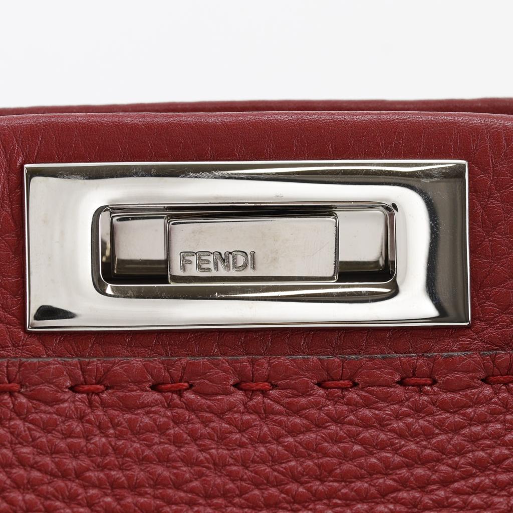 FENDI Peekaboo medium Handbag 8BN226 Celeria 2WAYShoulder Red leather Women Used