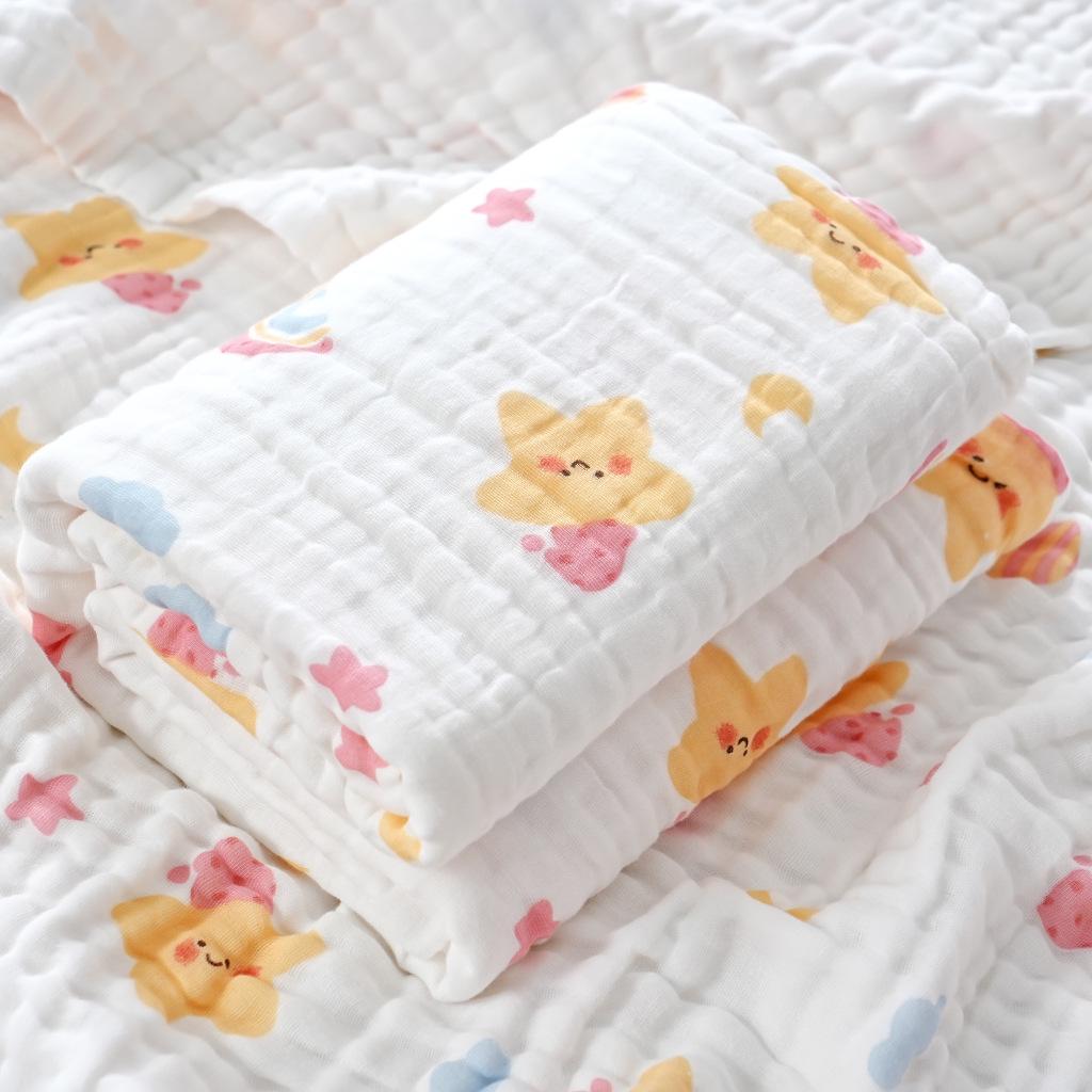 High-Density Six-Layer Pure Cotton Baby Bath Towel and Swaddling Blanket for Newborns and Children