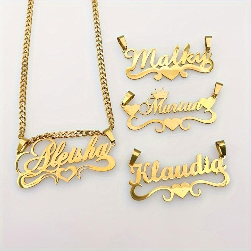 Personalized Custom Name Necklace K18 Gold Cuban Chain Love English Letter Woman Necklace