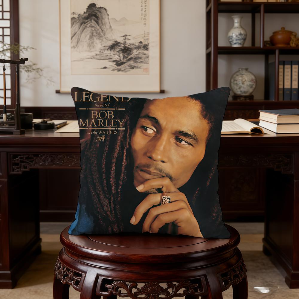 B-Bob M-Marley Singer Cushion Cover Birthday Anniversary Gifts Double Sided Printed Zipper Cushion Cover Soft Skin Bedding