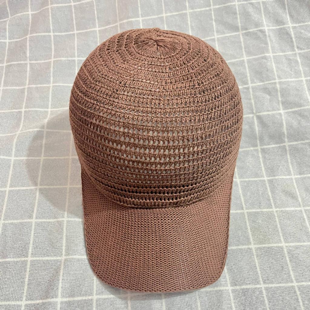 Korean Knitted Hollow Baseball Cap with Adjustable Outdoor Versatile Casual Duckbill Cap for Spring and Summer, Men's and Women's Knitted Caps