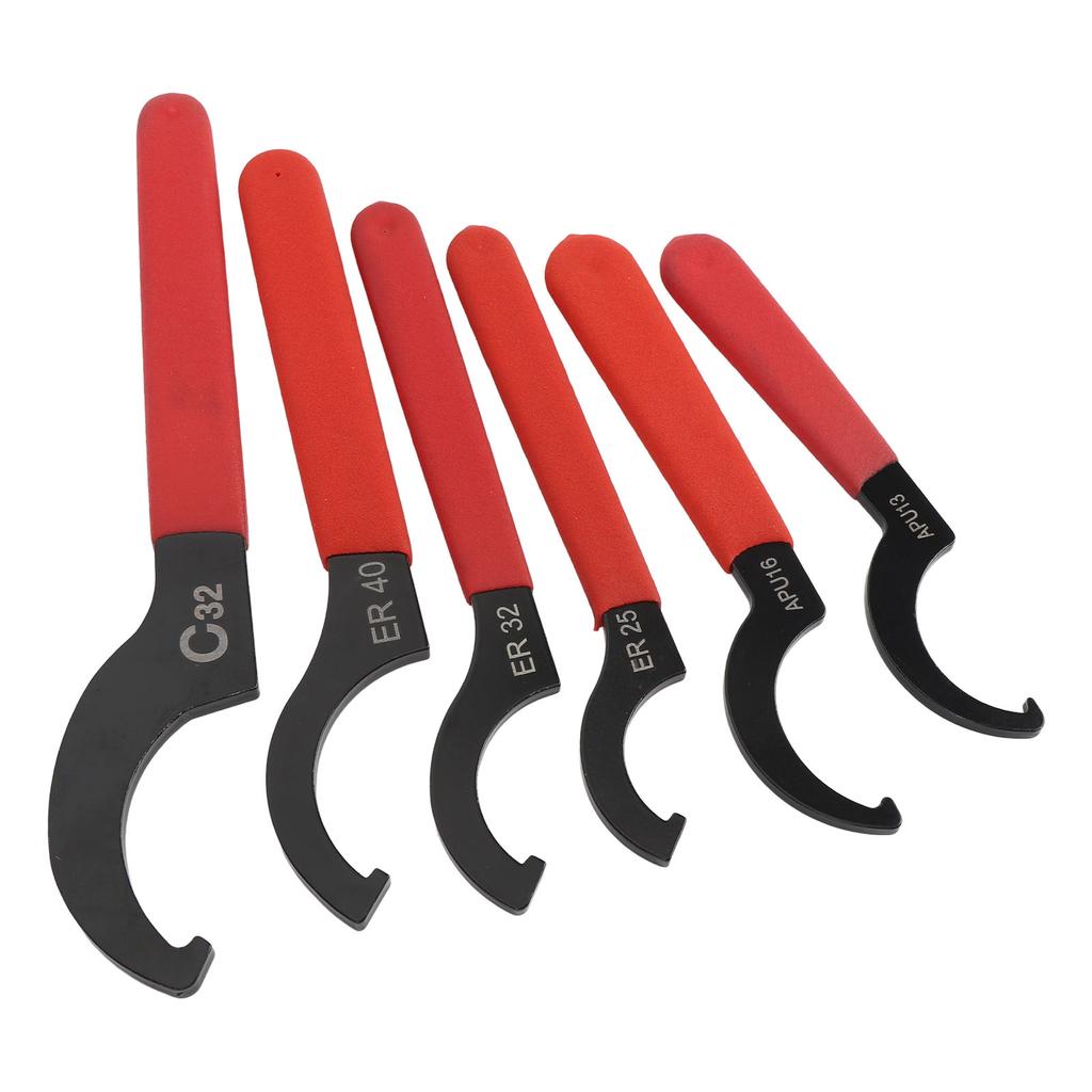 Juego de Llaves de Gancho Universales de 6 Piezas APU13 16 ER25 32 40 C32 Acero Ajustable Llave de Gancho de Amortiguador