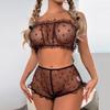 Sexy Unterwäsche-Set mit Brustumwicklung, Pyjama, Loungewear-Set mit Liebesaufdruck für Damen