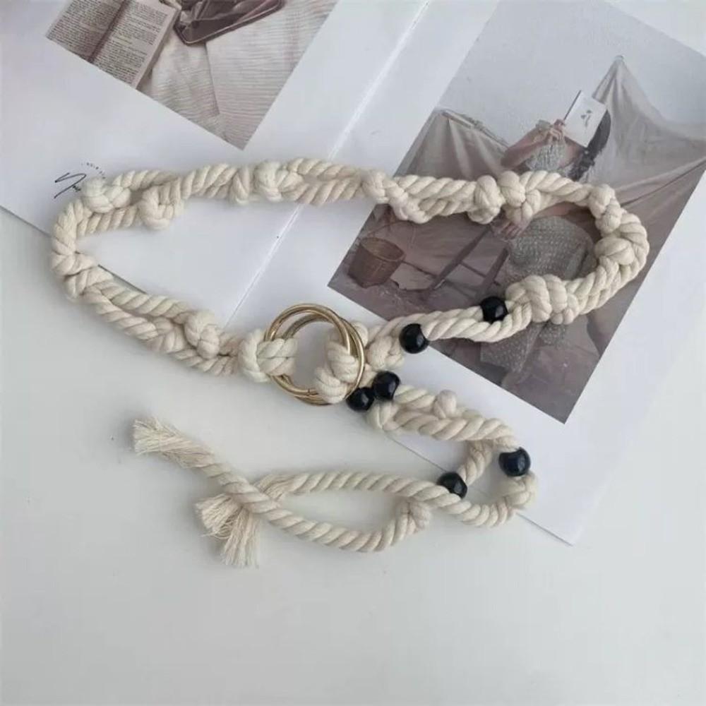 Tie Up Rope Waistband Ethnic Style Pack Thread Waist Belt Fashion Coarse Rope Belt  Streetwear