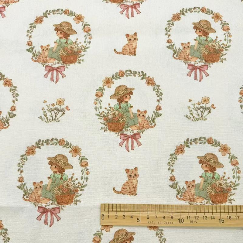 0.5m/1m/2m Encrypt Cotton Linen Cartoon Princess Girl Printed Fabric for Decorative Cloth Tablecloths Curtains DIY Sewing Fabric