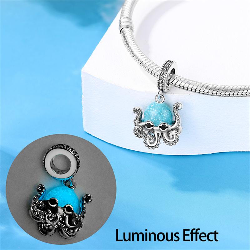 Charms Blue Cute Ocean Creature Healing Shell Octopus Style Beads Fit 925 Charms Bracelet Beads Jewelry Gifts for Women