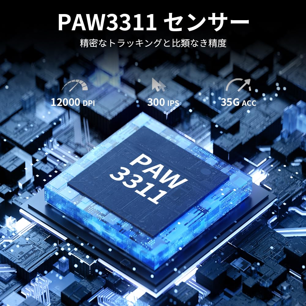 DELUX M900 Wireless Gaming Mouse, 63g Lightweight, for Large Players, PAW3311 Sensor 12000 DPI, Magnetic Charging Base, 1000Hz Polling Rate, Huano