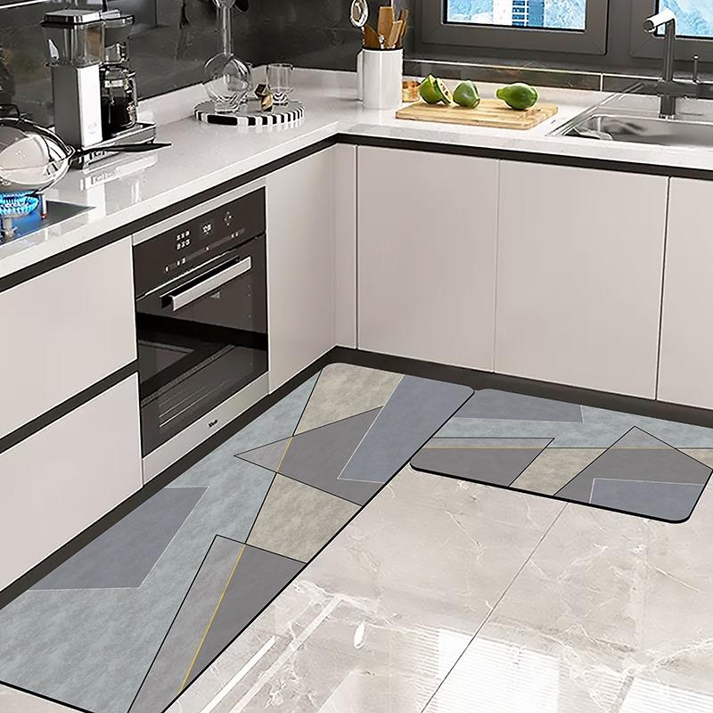 Kitchen Floor Mat Absorbent Long Carpet Quick-drying Diatom Mud Oil-absorbing Non-slip Foot Mats Gray Rug Home Decoration Rugs