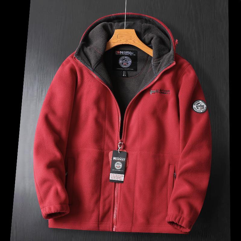 Men's Winter Thick Double-Layer Polar Fleece Hooded Jacket - Cold-Resistant, Warm, Large Size