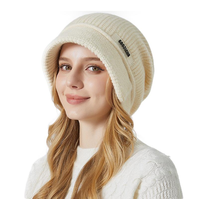 

Толстая кроличья шерсть, женская зимняя шапка с защитой ушей, бархатный пуловер, вязаная шапка