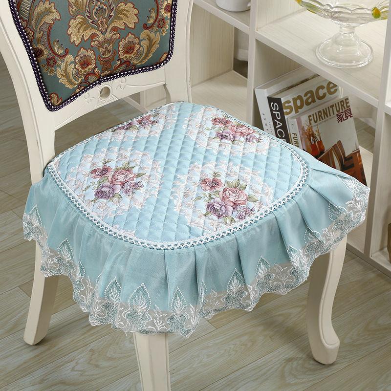 Dining Chair Cushion European Printed Seat Cushions with Lace Quality Four Seasons Stool Seat Mat Non-slip Buttocks Pad