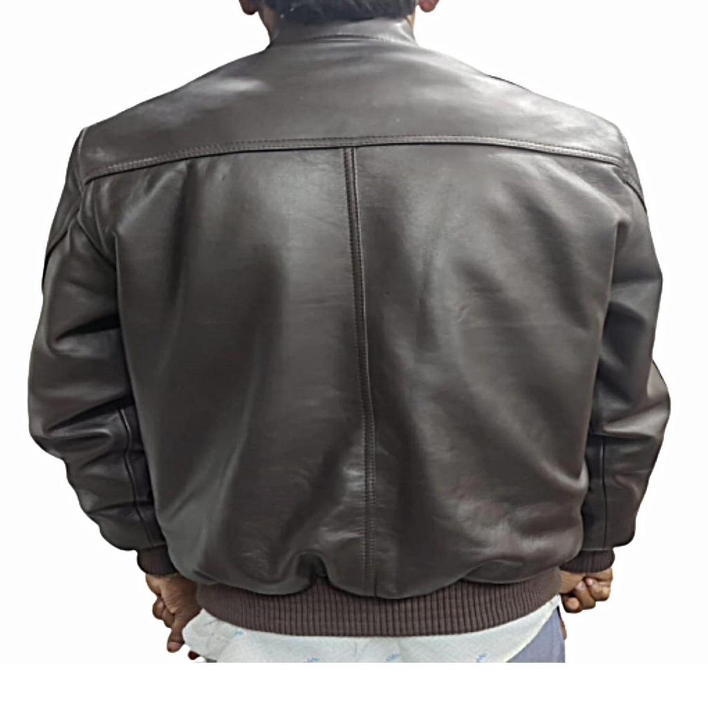 Men's Lambskin Dark Brown Leather,Bomber Jacket, Biker Jacket ,Full Zip Closure Halloween,Stylish Jacket for Men's,Father Day Gift , Army Men Jacket