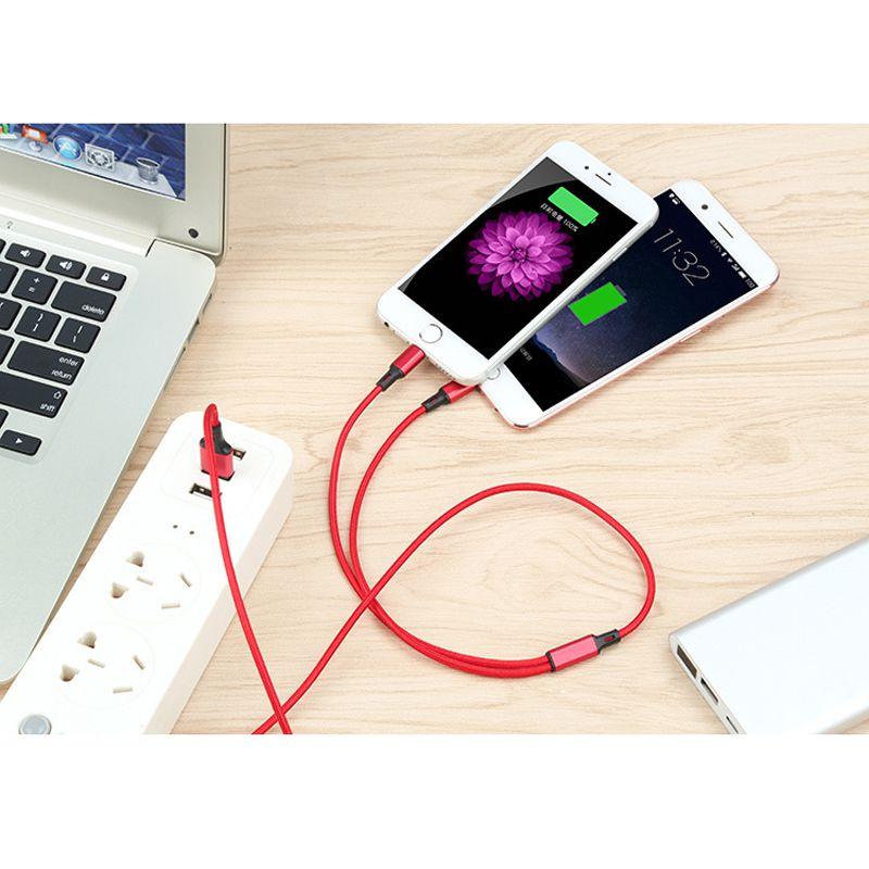 Durable Handset Data Line Double Metal Woven Nylon Data Cable For Apple And Android Devices