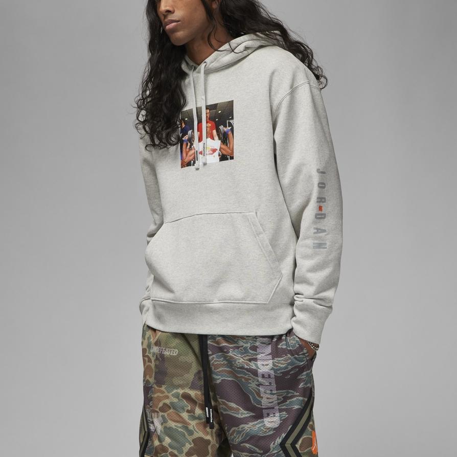 Jordan Značka X UNDEFEATED Undefeated X Air Jordan Kapsulová kolekce Mikina s kapucí přes hlavu s grafickým potiskem Pánská mikina Šedá DX6318-050