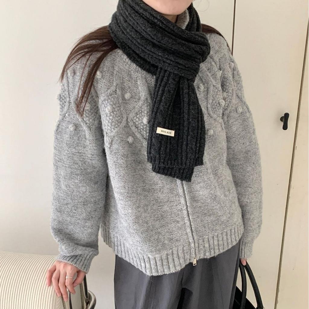 New Autumn and Winter Women's Figure Eight Scarf Wool Blended Knitted Solid Color Sweet Korean Style Versatile Fashionable Warm Scarf