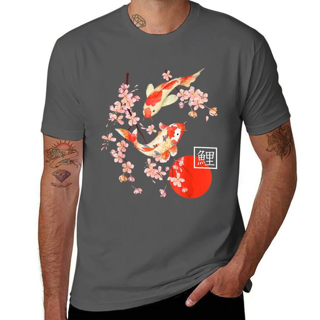 Cherry Blossom Koi Carp Fish Japanese Sakura TShirt Street Style Casual Tee Shirt TShirt