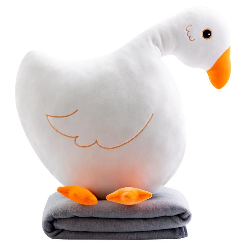 Cute Big Goose Yellow Duck Plush Toy Soft Cute Panda Elephant Pillow Blanket Practical Two-In-One Small Blanket