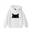 Kids Pullover Hoodie Cute Peeking Black Cat Silhouette Graphic Print, Soft Long Sleeve Hooded Sweatshirt for Boys Girls, Casual Autumn Outdoor Top