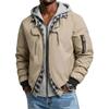 Men's Color Block Zip-Up Hooded Jacket, Two-Piece Warm and Thick Casual Outdoor Coat