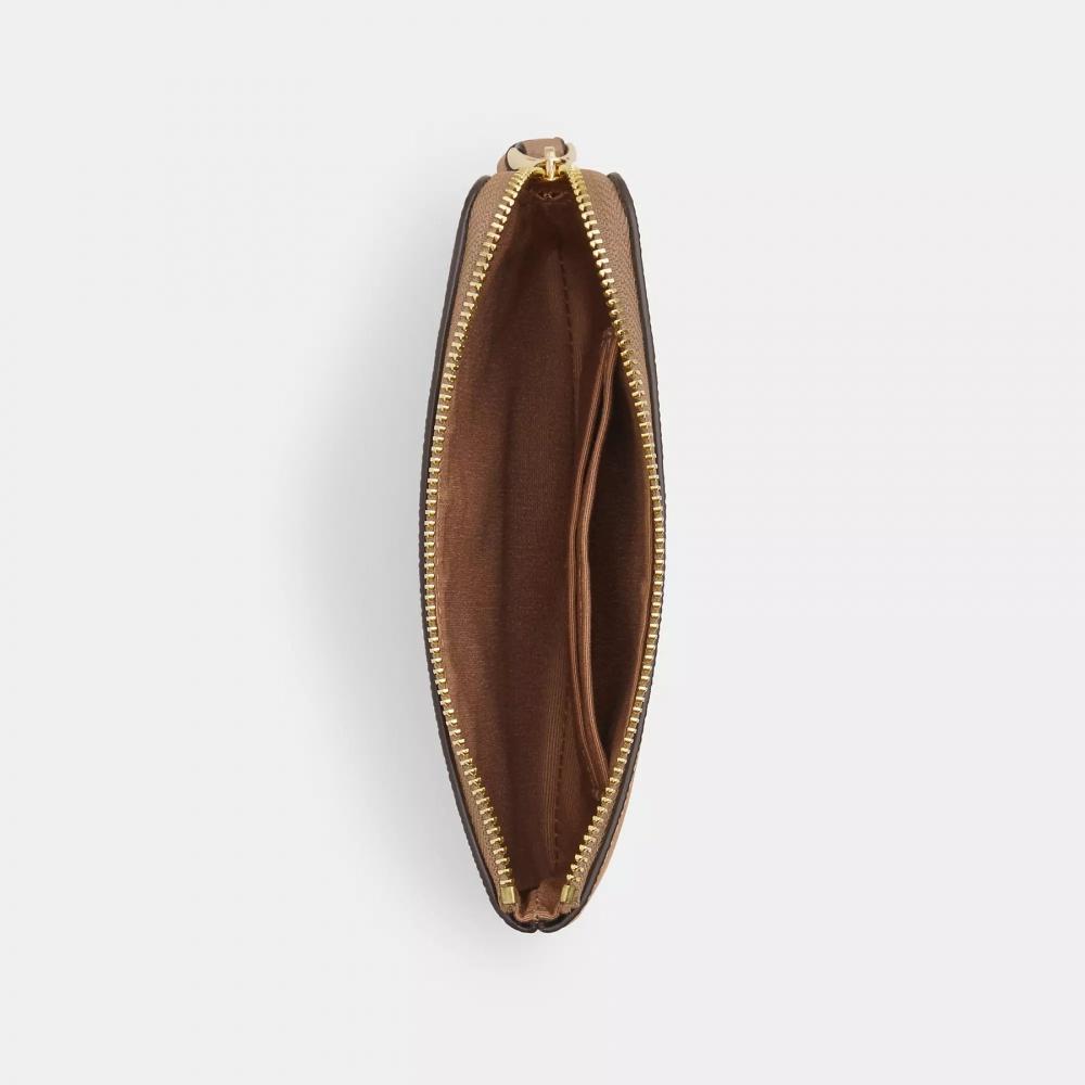 Coach Corner Zip Wristlet Gold Taupe