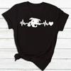 Damen Hund Herzschlag Druck T-Shirt Damen Harajuku Kurzarm Lässig Damen T-Shirt Kleidung Street Tops T-Shirts Ästhetische Kleidung