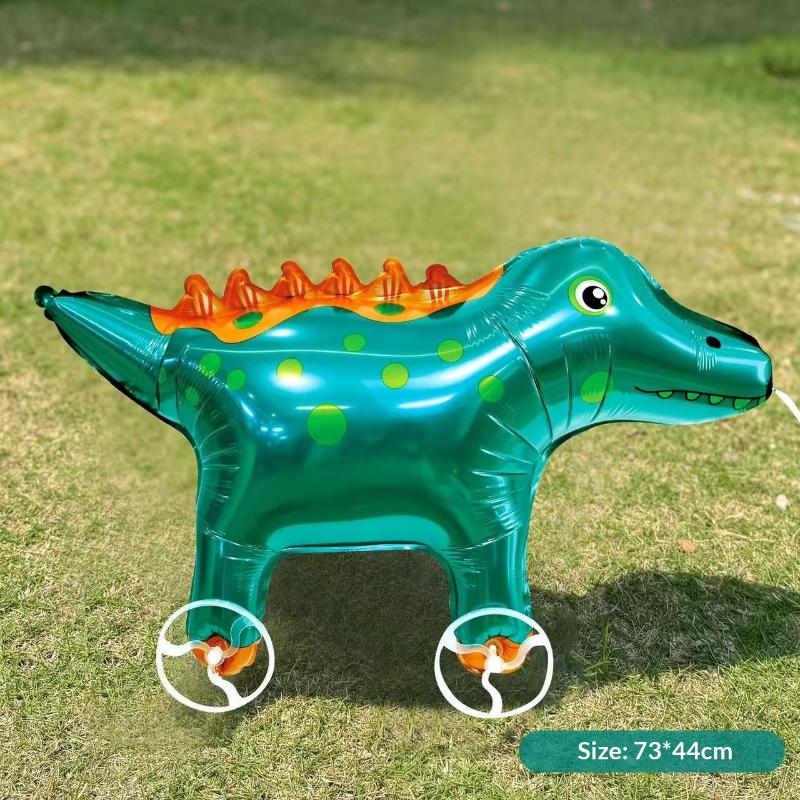 1/3Pcs Sika Deer Lion Triceratops Crocodile Rooster Walking Animal Balloons Large Animal Balloon With Wheels For Kids Toys