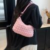 New fashionable versatile pleated bag cream bubble grid armpit bag fresh women's shoulder bag