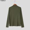 INCERUN Spring Men's Zip-up High Neck Long Sleeve Rib Fitted T-shirts Tops Undershirts