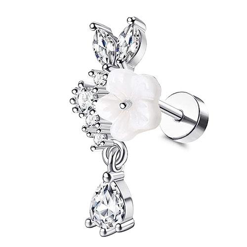 Bobisty 16G Cartilage Earrings for Women Stainless Steel Helix Piercing Jewelry Leaf Butterfly CZ Studs