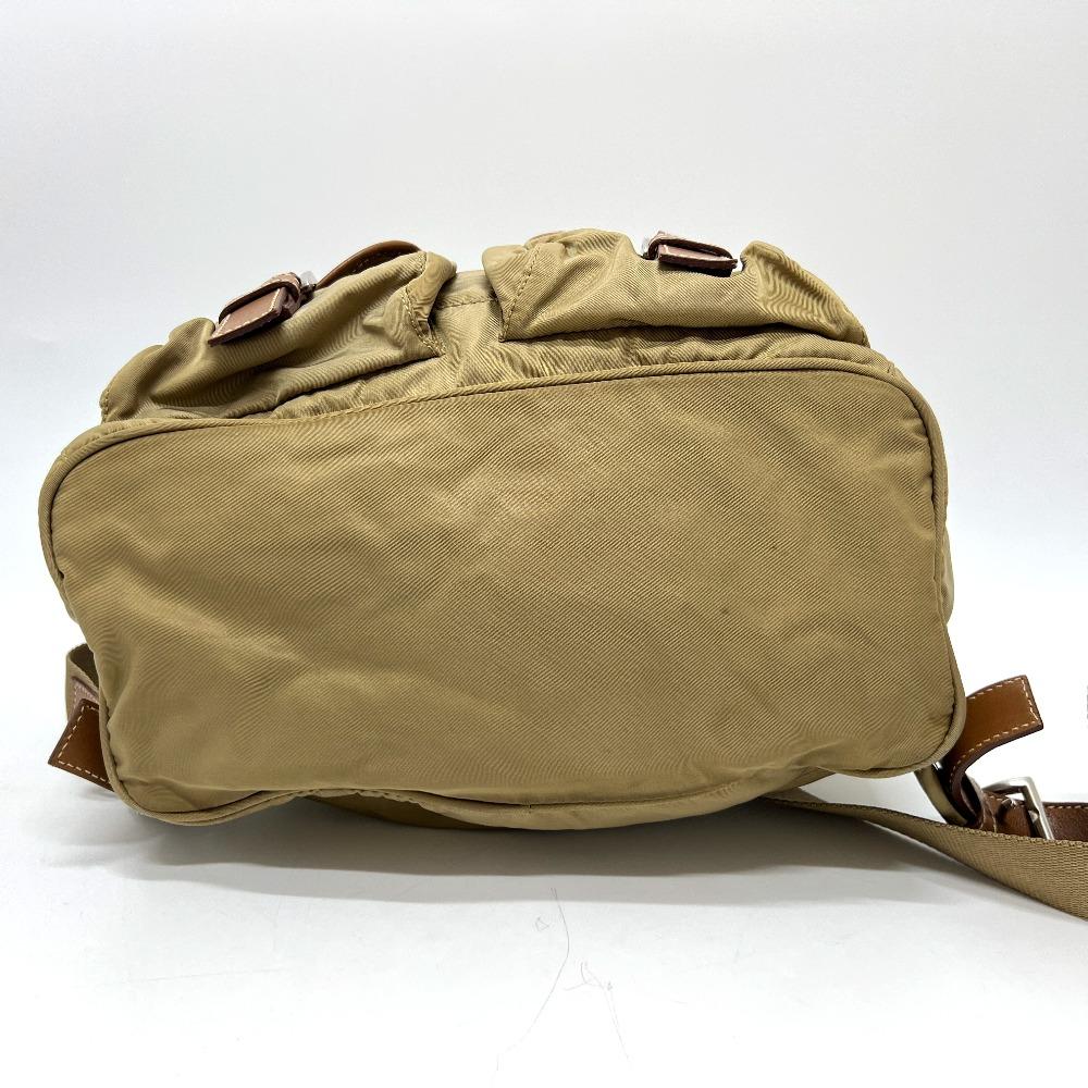 PRADA Logo Plate W Pocket Backpack Backpack Nylon Brown/SilverHardware