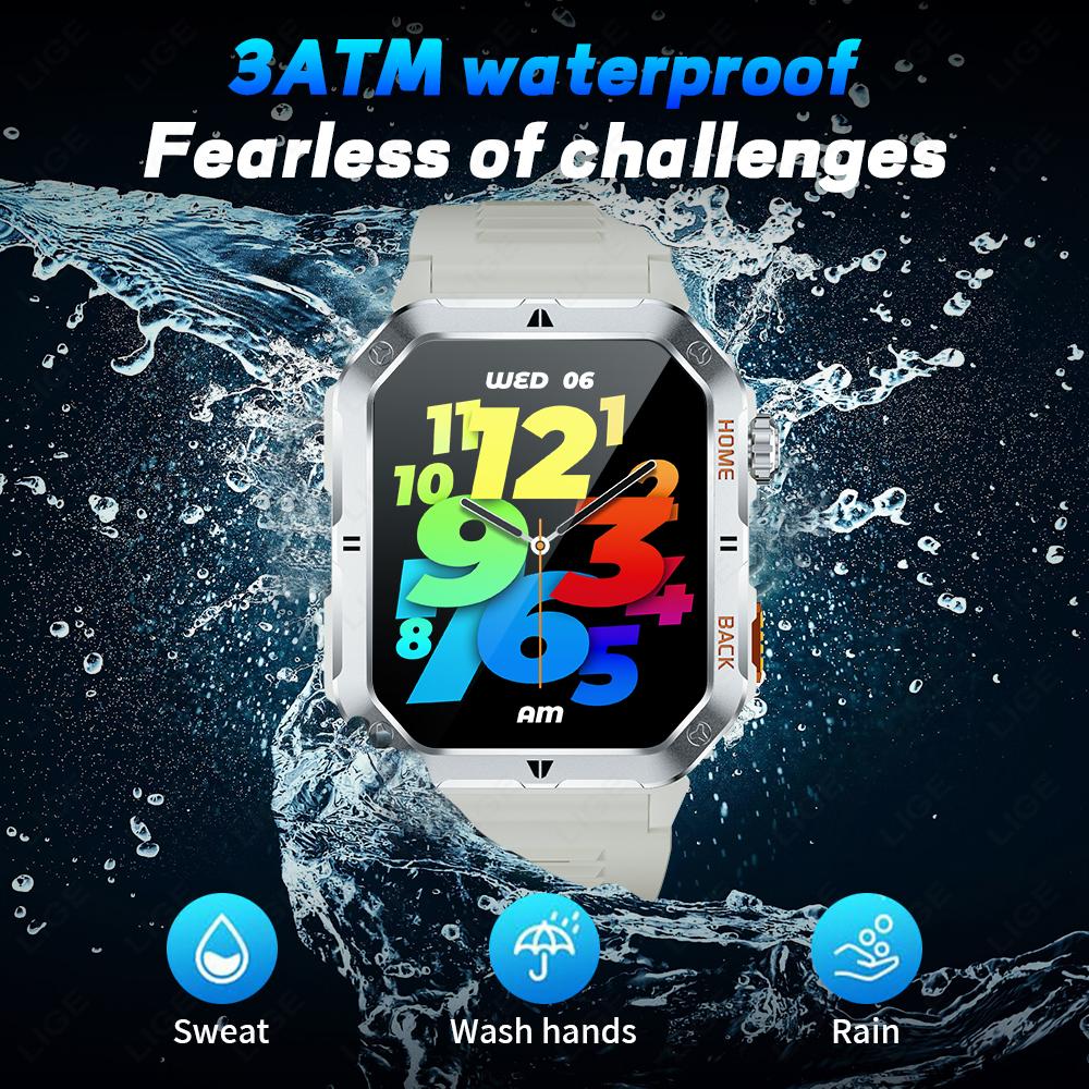 Men Smart Watch For Android IOS 1000mAh Flashlight 3ATM Waterproof Fitness Watches Voice Bluetooth Call 2.01" HD Smartwatch
