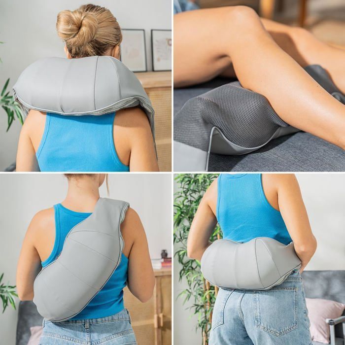 MODEZVOUS - Electric Shiatsu Massage Device, Cervical Massager, Back, Lumbar, Shoulders - Massage Cushion - Heat