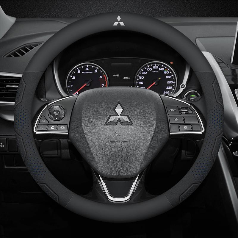 Car Suede Carbon Fiber Leather Steering Wheel Cover For Mitsubishi Outlander Pajero Asx Lancer EX Evolution L200 Triton RALLIART SR1