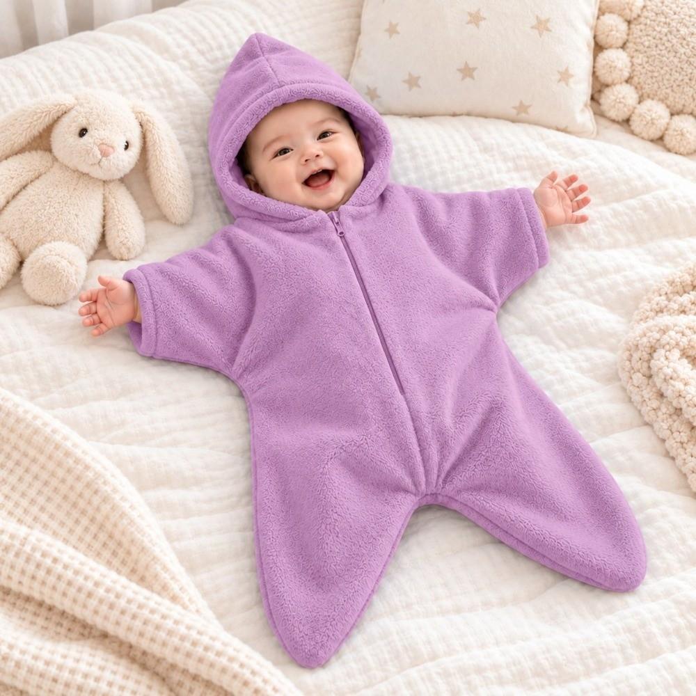 Star Shape Newborn Hooded Romper Flannel Baby Sleeping Bag Cute Infant Blanket Winter