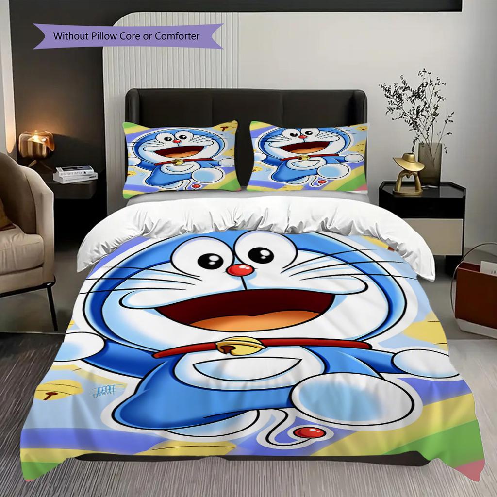 Ropa de cama Doraemon Azul Lindo 1 Funda Nórdica 2 Fundas de Almohada Sin Relleno Juego de Ropa de Cama Funda Nórdica y Funda de Almohada Regalo de Navidad Cumpleaños