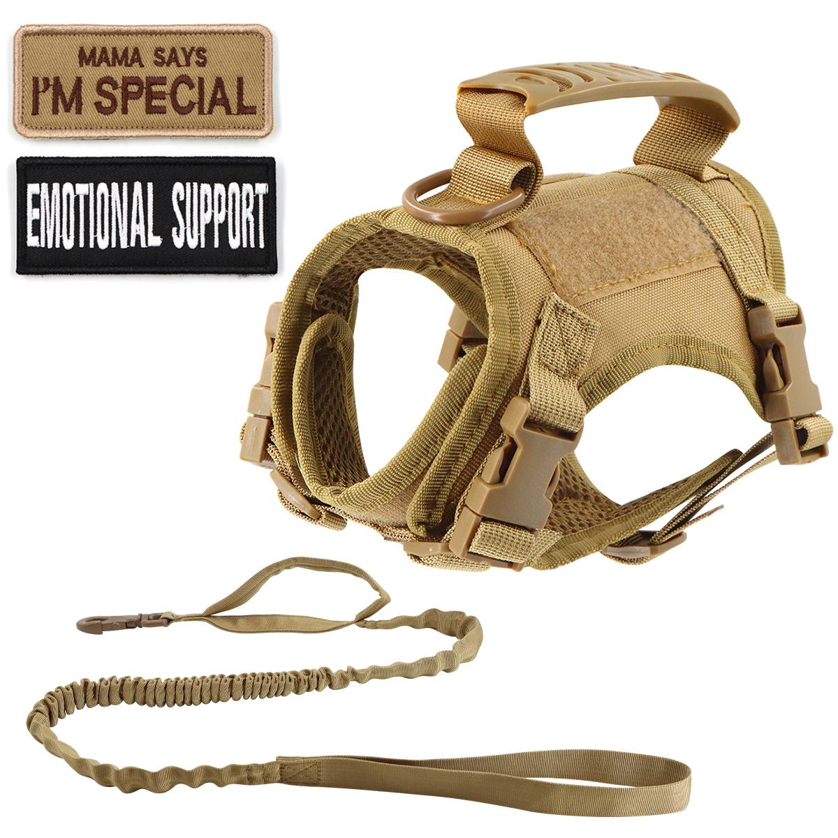 

Тактический поводок для маленьких собак и кошек с нашивками, рабочие тренировочные ремни для щенков с ручкой, мягкий сетчатый регулируемый жилет для домашних животных K9