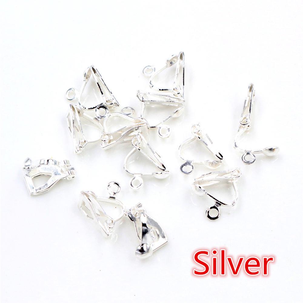 50 Pcs DIY Non-Piercing Triangle Ear Clip Jewelry Accessories with Pendant, Iron-Plated, 25g