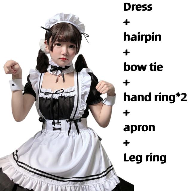 AdultWomen Sexy Black White Lolita Maid Girls Lovely Cosplay Costume Outfit Dress French Apron Servant Uniform Exotic Cafe Maid