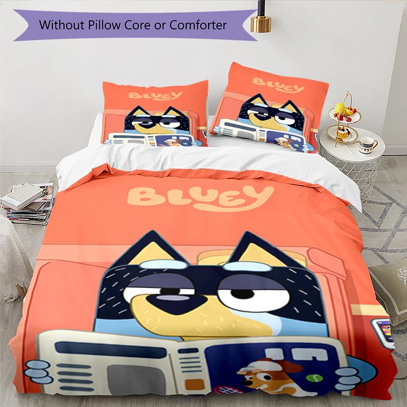 3pcs Bluey Bedding Set Duvet Cover Closure Includes 1 Duvet Cover & 2 Pillowcases, Soft and Comfortable for All Seasons.