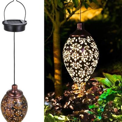 Wrought Iron Solar Waterproof Garden Lamp with Water Drop Projection