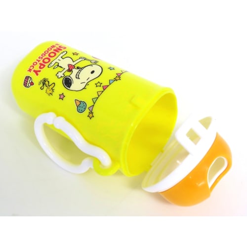 OSK Peanuts Snoopy Snack Case with Hook, Yellow, Made in Japan, Dishwasher Safe, Suitable for Children and Babies, Rice Crackers, Baby Boro, Stylish a