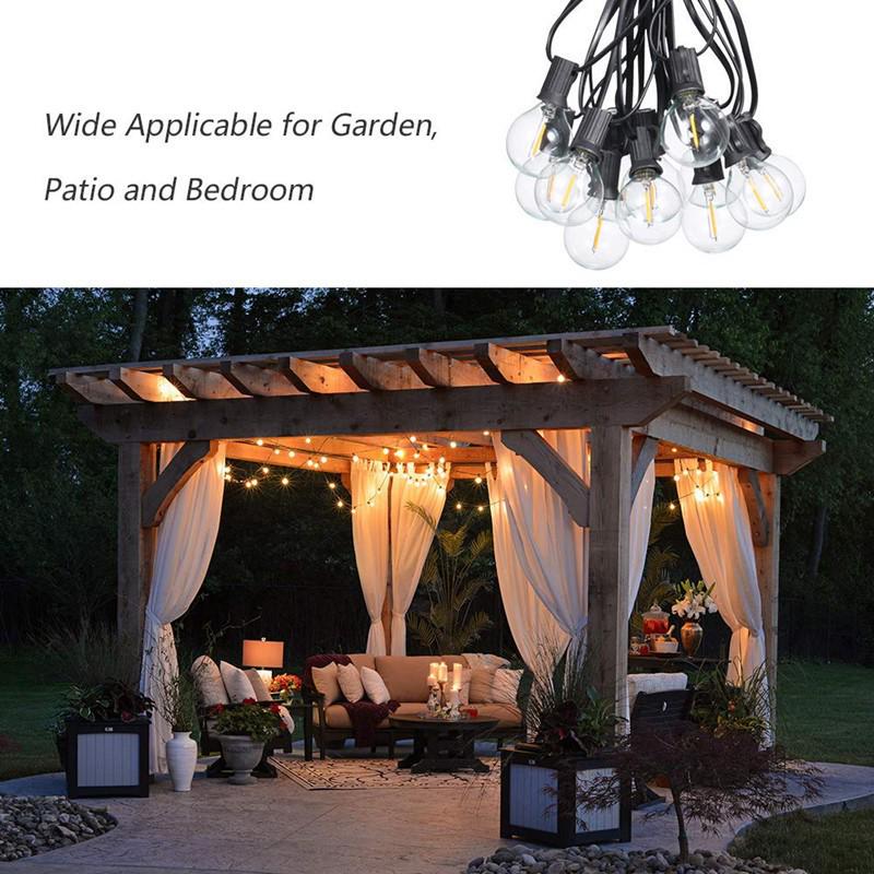 G40 String Lights with 25 Tungsten Filament Bulbs - Plug-In, Energy-Saving, LED, European/American/British Standard, Ideal for Courtyard Use.